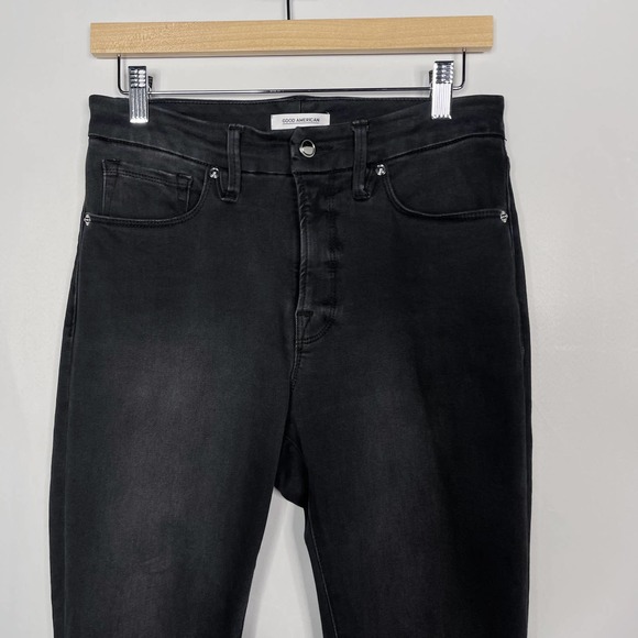 Good American 6 / 28 Washed Black Good Legs Crop Skinny Jeans Cotton Stretch - Picture 3 of 9